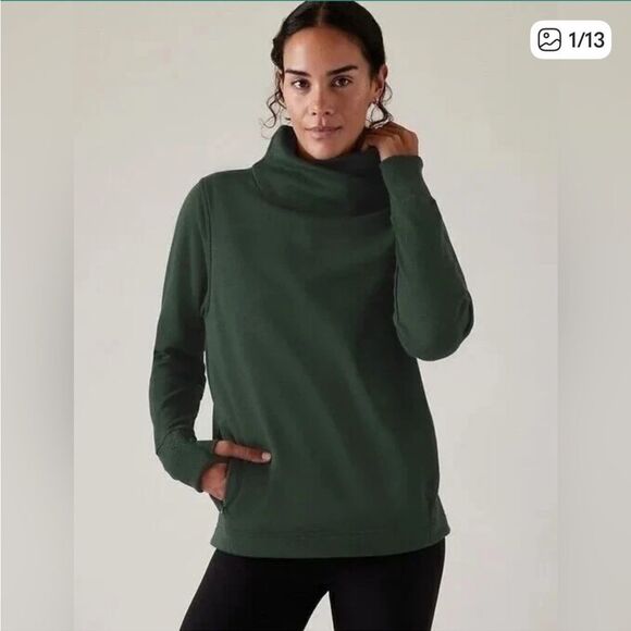 Athleta Tops - Athleta Cozy Karma Twist Neck Sweatshirt Seaweed Green Womens XS